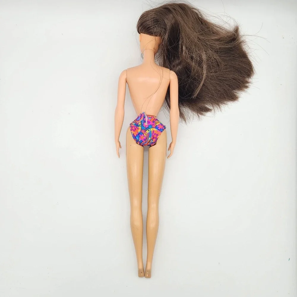 Vintage Barbie Doll Brunette Hair 1990 Mattel Body 1966 China Swimsuit